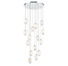 Bethel International YS99C24CH - 15-Light Chrome Chandelier With White Glass Pendants